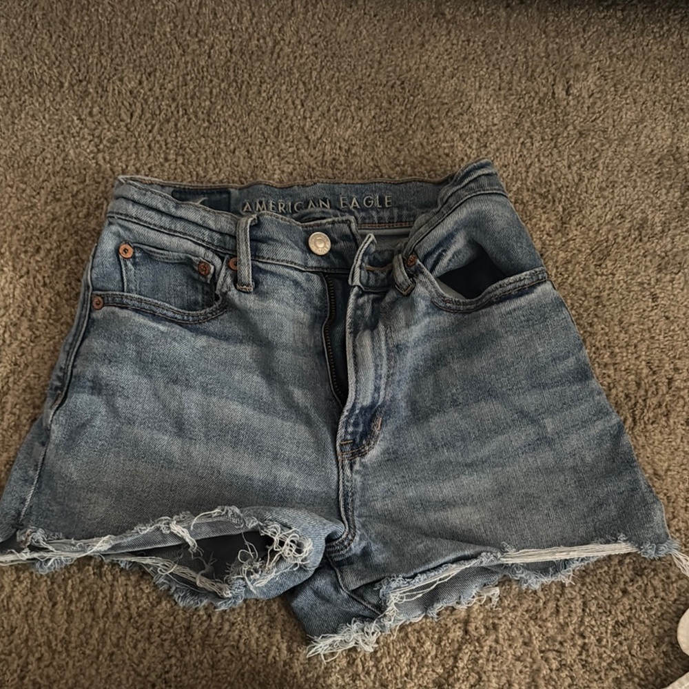 American Eagle Outfitters Blue Jean Shorts Distressed High-Waisted